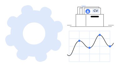 Veri analiz konsepti. Çalışan profilleri ve performans takibi için veri analiz araçları ile insan kaynakları yönetimi birleştirildi. İş, istatistik, HR ve karar verme süreci için veri analizi