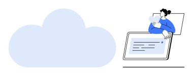 Bulut hesaplama konsepti. Bulut çevrimiçi veri depolama, dosyalar senkronizasyon ve güvenli uzaktan erişim. Verimliliği olan bulut bağlayıcı cihazlar. Teknoloji, veri depolama, iş uygulamaları, bilişim hizmetleri için