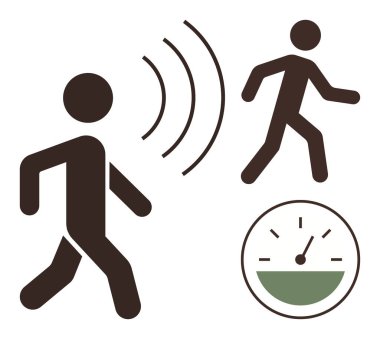 Sinyal dalgalarıyla sensörü tetikleyen kişi, bir diğeri uzaklaşıyor, ve bir de hız ölçer. Hareket algılama, aktivite takibi, güvenlik, otomasyon için idealdir. Akıllı cihazlar teknolojisini uyarır. Basit düz