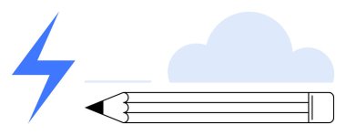 Yaratıcılık, yenilik araçları, bulut depolama, çevrimiçi işbirliği, dijital tasarım, beyin fırtınası. Şimşek, bulut ve kalem çizimi. Yaratıcılık ve yenilik araçları kavramı