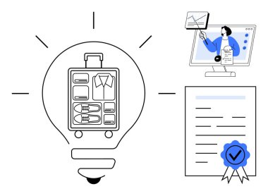 Seyahat planlaması organize bagaj ve online sertifikayla vurgulandı. Seyahat, insanları küresel olarak birbirine bağlar, hazırlık, eğitim ve onaylanmış belgelerin altını çizer. E-öğrenim, turizm için
