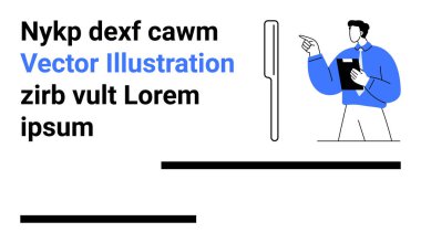 İş iletişimi, iş yeri analizi, strateji planlaması, veri incelemesi, kurumsal eğitim, liderlik. Bir profesyonel elinde bir pano tutup diyagramı işaret ediyor. İş iletişimi