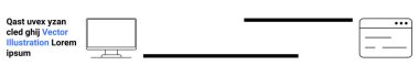 Web tasarımı, bağlantı, bilgi paylaşımı, teknoloji, arayüz düzeni, kullanıcı arayüzü kavramı. Tarayıcı arayüzüne bağlı bir bilgisayar ekranı. Web tasarımı ve bağlantı