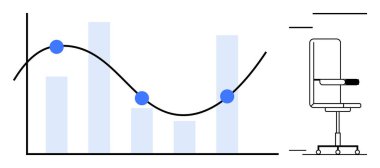 Veri analizi, işyeri tasarımı, verimlilik, performans ölçümleri, kurumsal strateji, analitik görselleştirme. Bar tablosu ve koltuk çizimi olan bir çizgi grafiği. Veri analizi ve işyeri
