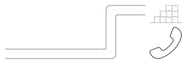 İletişim tasarımı. Bir telefon simgesi, satır tasarımı ve bulmaca engelleme bağlantısıyla görüntülenen iletişim konsepti. İletişim sistemleri, takım çalışması, ağ oluşturma, destek, bütünleşme