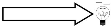 Yaratıcılık, yenilik, problem çözme, rehberlik, bilgi, vizyon. Kalın ok bir ampul tasarımını işaret ediyor. Yaratıcılık ve yenilik kavramı yeni fikirlere yöneliktir