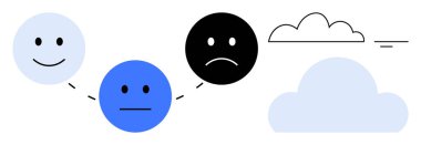 Duygusal bir yolculuk. Üç yüz mutluluktan nötr olmaya, ruh halleri ve duygulara dönüşüyor. Ruh sağlığı, ruh hali, öz farkındalık, iletişim, terapi için duygusal ifade