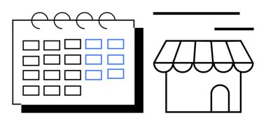 İş planlaması, zaman yönetimi, programlama, perakende organizasyon, etkinlik koordinasyonu ve randevular. Mağazanın yanında bir takvim. İş planlaması ve planlama kilit noktadır