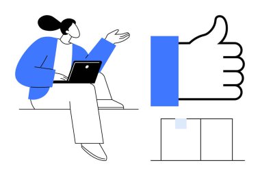 Sosyal medya bağlantısı. Dizüstü bilgisayar ve onay ikonu kullanan biriyle sosyal medya. Sosyal medya iletişimi basitleştiriyor ve etkileşimi artırıyor. Markalaşma, tasarım, dijital pazarlama için