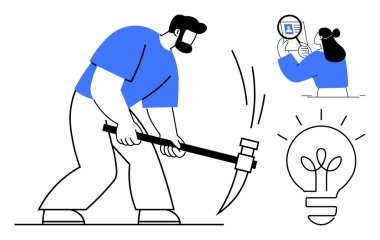 İş gücü ve yenilik. İş gücü, görevler ve eleştirel düşünce yoluyla resmedildi. Yenilik fikir üretimine ve analize yansıdı. İş için mükemmel, takım çalışması, yaratıcılık, teknoloji