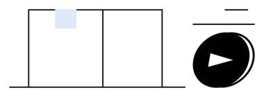 Dijital arayüzler, medya oynatma, kullanıcı etkileşimi, uygulama tasarımı, navigasyon araçları, yayın hizmetleri. Siyah oynatma tuşu ve ızgara elementlerini parmakla. Ortam oynatma ve uygulama tasarımı kavramı