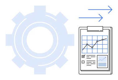 İş zekası, veri analizi, iş akışı optimizasyonu, süreç iyileştirmesi, verimlilik ve yenilik. Çizelge tahtasında, ok ve teçhizatla birlikte. Veri analizi ve iş akışı optimizasyonu