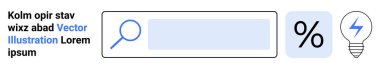 İş analizi, yaratıcılık, yenilik, veri araması, teknoloji, ilham. Yüzdelik bir sembol ve ampul ikonu eşliğinde bir arama çubuğu. İş analizi ve yaratıcılık kavramı
