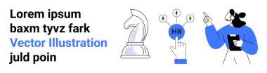 İnsan kaynakları, strateji, iş gücü, karar verme süreci, işe alım süreci, liderlik kavramı. Satranç taşı, insan kaynakları belgeli profesyoneli işaret ediyor. İnsan kaynakları ve stratejisi
