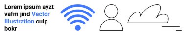 Teknoloji, ağ oluşturma, dijital hizmetler, bağlantı sembolleri, çevrimiçi erişim, iletişim. Mavi kablosuz çubuklar, kullanıcı silueti ve ana hatlı bulut. Bağlantı ve dijital hizmetler kavramsaldır