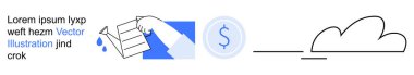 Dijital işlemler, bulut hesaplama, veri paylaşımı, uzaktan çalışma, finansal hizmetler, dijital işlem. Şekil verilmiş el ele tutuşma belgesi, para birimi sembolü ve ağ çizgisi olan bir bulut çizgisi.