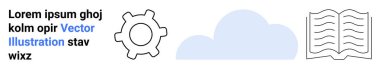 Bulut hesaplama, teknoloji, veri yönetimi, eğitim araçları, konsept görselleştirme, bilgi paylaşımı. Vites sembolü, mavi bulut ve açık kitap unsurları. Bulut hesaplama ve teknoloji