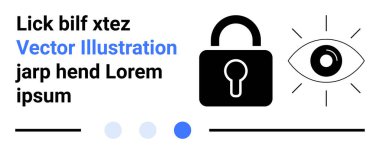 Güvenlik, veri koruması ve mahremiyeti vurgulayan kilit ve göz sembolleri. Siber güvenlik, erişim kontrolü, izleme, şifre güvenliği, uyum, dijital platformlar için ideal basit iniş sayfası