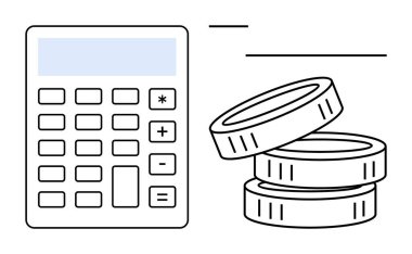 Finans, bütçe, muhasebe, ekonomik planlama, maliyet hesaplaması ve yatırım. Hesap makinesi ve istiflenmiş paraların çizimi. Finans ve bütçe kavramı