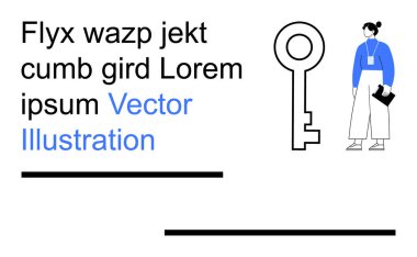 İş çözümleri, çevrimiçi güvenlik, anahtar kavramlar, profesyonel kimlik, yaratıcı hizmetler, öğrenme materyalleri. Bir anahtar ikon, bir iş figürü ve beyaz arka planda stilize edilmiş metin. İş dünyası