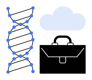 Biyoteknoloji, bulut hesaplama, ticari yenilik, veri depolama, teknoloji uygulamaları, gelecekteki endüstriler. DNA ipliği, evrak çantası ve bulut. Biyoteknoloji ve bulut hesaplama kavramları