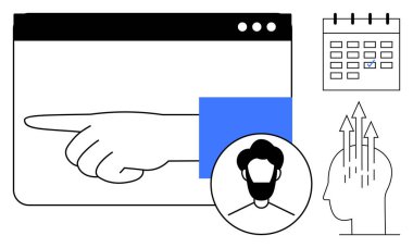 Çalışma akışı konsepti. Görev planlaması görselleştirme ve yaratıcı fikir üretimi ile çalışma. Çalışma akışı organizasyonu, planlamayı ve fikirleri vurguluyor. Yenilik, takım çalışması ve verimlilik için harika.
