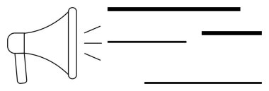 Pazarlama, iletişim, reklam, duyurular, medya yardımı, halkla ilişkiler. Ses dalgaları ve soyut çizgileri olan bir megafonun taslağı. Pazarlama ve iletişim konsepti