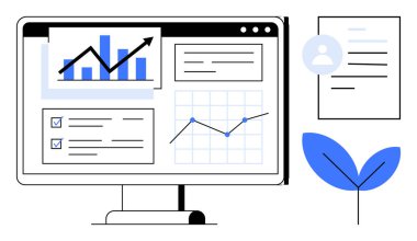 İş büyümesi, karar verme, veri görselleştirme, çevresel hedefler, performans takibi, analitik uygulamalar. Grafikleri ve grafikleri dokümanlar ve bir bitki ile görüntüle. Veri