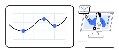 Veri analiz konsepti. Grafik trendleri ve sanal sunumlar kullanarak veri analizi. Finans, eğitim, iş stratejileri, e-öğrenme ve uzak takım çalışması için veri analizi kavrayışları