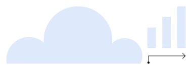 Bulut hesaplama konsepti. Bulut hesaplama dijital büyümeyi simgeleyen bulut şekli ve yükselen veri çubuklarıyla gösterilmiştir. Bulut hesaplaması depolamayı, ölçeklenebilirliği, verimliliği ve yeniliği destekler