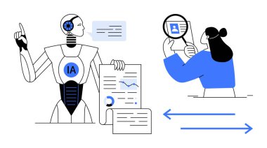 Yapay zeka konsepti. Yapay zeka veri analizini ve karar vermeyi geliştiriyor. Yapay zeka insan işbirliğini ve teknoloji entegrasyonunu geliştiriyor. Teknoloji için