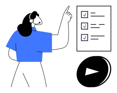 Üretkenlik, iş akışı yönetimi, hedef belirleme, proje planlaması, görev öncelikleri, motivasyon. Yakınlarda bir çalma düğmesi olan bir listeyi işaret eden kişi. Verimlilik ve iş akışı yönetim kavramı