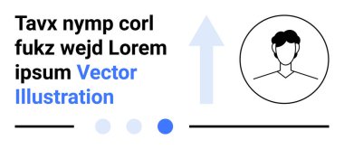 Profil avatarı, kişisel gelişimi ya da kariyer ilerlemesini sembolize eden yukarı bakan bir ok ile profil tutucu metni eşliğinde. Başarı, gelişme, gelişme, başarı, analitik, motivasyon için ideal