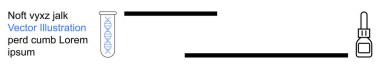 Biyoteknoloji, sağlık, laboratuvar araştırmaları, bilimsel çalışmalar, genetik testler, ilaç çözümleri. Test tüpündeki DNA sembolü ve minimalist çizgileri olan serum düşürücü. Biyoteknoloji.