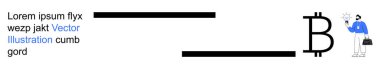 Kripto para birimi, dijital finans, engelleme teknolojisi, yatırım, finansal büyüme, fintech. Resimde Bitcoin sembolü ve bir yıldızı tutan bir çizgi film karakteri yer alıyor. Kripto para birimi ve dijital finans