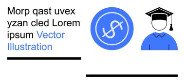 Eğitim, burs fonu, finansal planlama, öğrenci kredisi, öğrenme, kariyer büyümesi. Mezuniyet şapkası ve yazı elementli bir dolar. Eğitim ve burs fonu kavramı