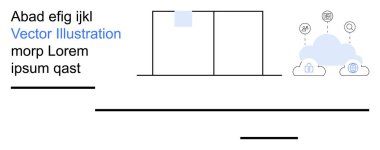 Veri güvenliği, bulut depolama, ağ, teknoloji hizmetleri, siber güvenlik, online uygulamalar. Bulut ve asma kilit simgeleriyle minimalist grafik. Veri güvenliği ve bulut depolama kavramı