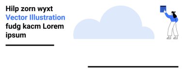 Bulut teknolojisi, dijital depolama, çevrimiçi dosyalar, veri paylaşımı, iş birliği, uzaktan erişim. Bulut şeklinde ve elinde belge tutan biri. Bulut teknolojisi ve dijital depolama kavramı