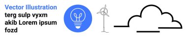 Yenilenebilir enerji, iklim hareketi, yeşil teknoloji, sürdürülebilirlik, temiz enerji, çevre dostu çözümler. Bir ampul, rüzgar türbini, bulut yeniliği ve temiz enerji. Yenilenebilir enerji ve iklim
