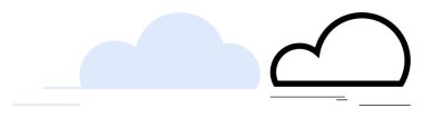 İki bulut yan yana, biri soluk mavi, diğeri siyah. Hava durumu, teknoloji, bulut hesaplama, depolama, basitlik, minimalizm ve soyut sanat için ideal. Basit bir düz metafor.