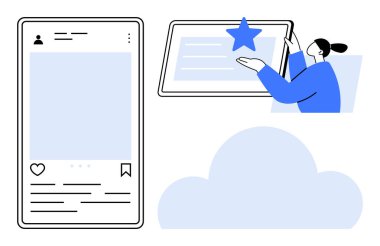 Kullanıcı bağlantısı, dijital iletişim, içerik oluşturma, bulut depolama, sosyal medya, çevrimiçi etkileşim. Bir kullanıcının dijital içerik ve mobil arayüzle etkileşimi. Sosyal medya