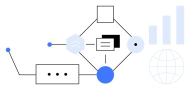 Veri analiz konsepti. İş zekası için veri görselleştirme, bağlantı ve bilgi akışı. Veri işlemleri analitiği ve küresel bağlantıyı dönüştürüyor. Teknoloji ve iş için.