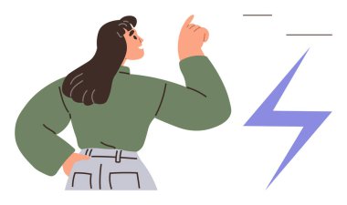 Yeşil kazaklı kadın kendine güveni olan, yıldırımlar yaratıcılığı ve yeniliği simgeliyor. İlham, liderlik, kararlılık, enerji, motivasyon, sorun çözme için ideal