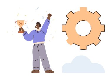 Başarıyı kutlarken ödülü yükselten kişi. İlerleme ve başarı gösteriyor. Başarı için ideal, takım tanınması, ilerleme uyum sağlayabilirliği temsil eder. Liderlik ve işbirliği basit bir şekilde iletilir