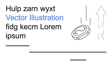 Finansal büyüme, ekonomik ilerleme, tasarruf stratejileri, zenginlik, iş analizleri, piyasa eğilimleri. Bir bozuk para ve yukarı doğru ok yanında da yer tutucu metin. Mali büyüme ve ekonomik ilerleme