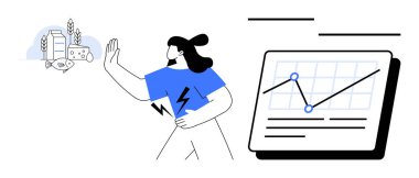 Atıştırmalık ve içeceklere sırt çeviren, sağlığa ve sağlığa öncelik veren bir kadın. Sağlık, beslenme, karar verme, öz disiplin, hedef izleme ve motivasyon için idealdir. Basit düz