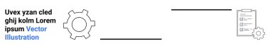 Bir kontrol listesine basit satırlarla bağlı olan vites simgesi, işlem otomasyonunu, görev tamamlamayı ve iş akışı yönetimini sembolize eder. Proje planlaması, iş, üretkenlik, takım görevleri ve süreç için ideal