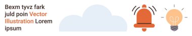 Bildirimler, yaratıcılık, fikirler, alarm sistemleri, bulut depolama, yenilik. Parlayan bir ampulün ve bulut şeklinin yanında kırmızı bir zil. Bildirimler ve yaratıcılık görsel olarak