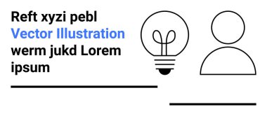 Yaratıcılık, yenilik, kişisel markalaşma, kullanıcı arayüzü, eğitim, sunumlar. Bir ampul, bir kullanıcı simgesi ve yer tutucu metin tasviri. Yaratıcılık ve yenilik