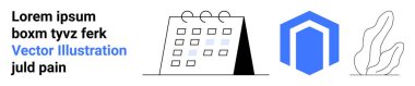 Zamanlama, markalaşma, dijital tasarım, veri yönetimi, modern logo kavramları ve minimalizm. Bir takvim, bir geometrik kalkan ikonu ve bir botanik dalı. Zamanlama ve damgalama